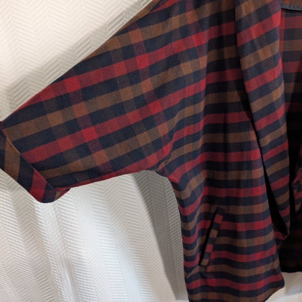 Design Lab Lord & Taylor Plaid Open Blazer Flannel Relaxed Pockets Large Fall - Picture 7 of 13
